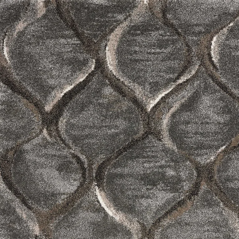 Charcoal Grey Machine Woven Ogee Indoor Area Rug Photo 3