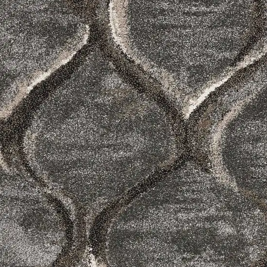 Charcoal Grey Machine Woven Ogee Indoor Area Rug Photo 2