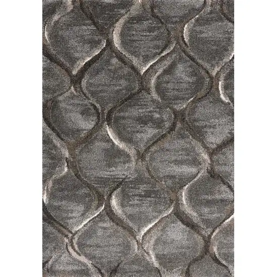 Charcoal Grey Machine Woven Ogee Indoor Area Rug Photo 1