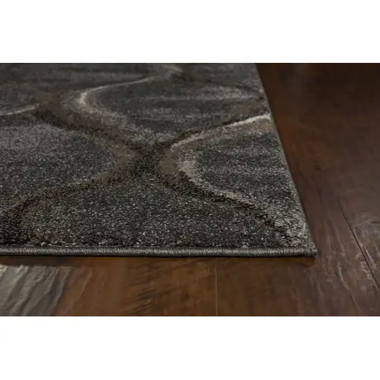 Charcoal Grey Machine Woven Ogee Indoor Area Rug Photo 4