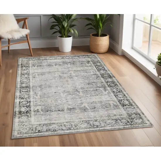 Gray and Ivory Oriental Non Skid Area Rug Photo 1