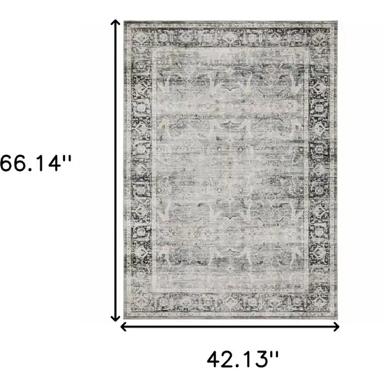 Gray and Ivory Oriental Non Skid Area Rug Photo 3