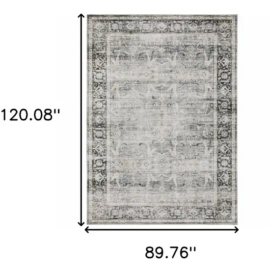 Gray and Ivory Oriental Non Skid Area Rug Photo 3