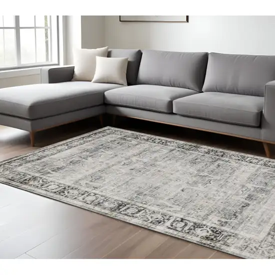 Gray and Ivory Oriental Non Skid Area Rug Photo 1