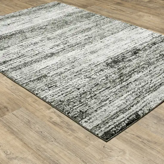 Charcoal Grey Silver And Ivory Abstract Power Loom Stain Resistant Area Rug Photo 7