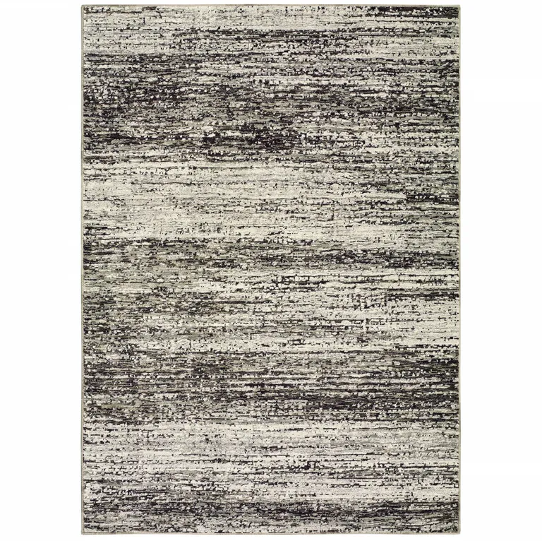 Charcoal Grey Silver And Ivory Abstract Power Loom Stain Resistant Area Rug Photo 1