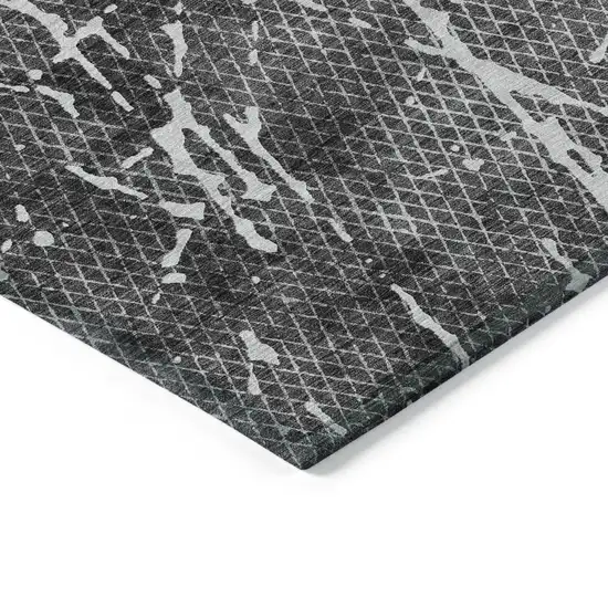 Charcoal Ivory And Gray Abstract Washable Indoor Outdoor Area Rug Photo 3