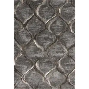 Photo of Charcoal Machine Woven Ogee Indoor Area Rug