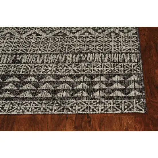 Charcoal Machine Woven UV Treated Tribal Indoor Outdoor Accent Rug Photo 3