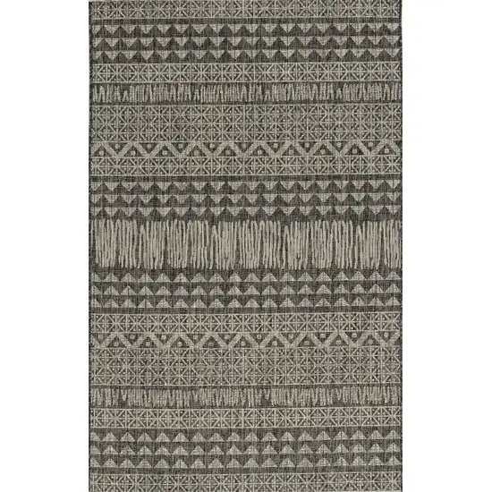 Charcoal Machine Woven UV Treated Tribal Indoor Outdoor Accent Rug Photo 1