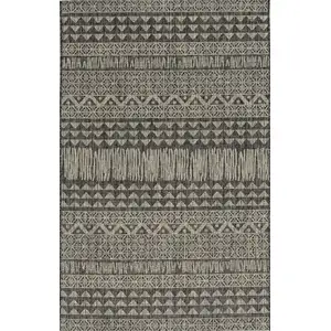 Photo of Charcoal Machine Woven UV Treated Tribal Indoor Outdoor Accent Rug