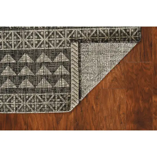 Charcoal Machine Woven UV Treated Tribal Indoor Outdoor Accent Rug Photo 5