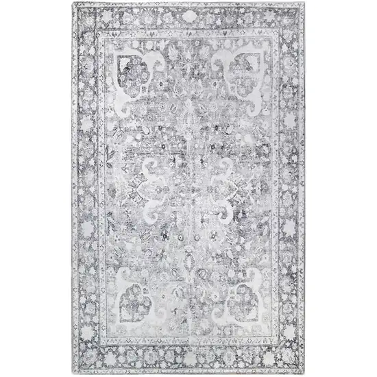 Charcoal Medallion Power Loom Stain Resistant Area Rug Photo 1