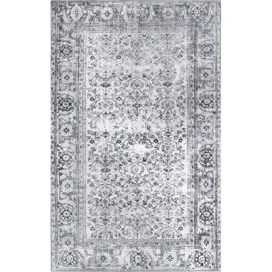 Charcoal Oriental Power Loom Stain Resistant Area Rug Photo 1