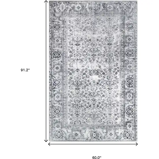 Charcoal Oriental Power Loom Stain Resistant Area Rug Photo 2