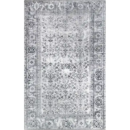 Charcoal Oriental Power Loom Stain Resistant Area Rug Photo 1