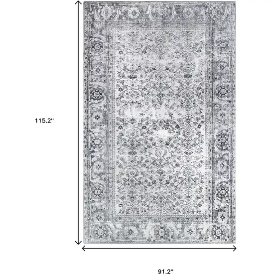 Charcoal Oriental Power Loom Stain Resistant Area Rug Photo 2