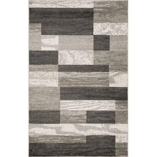 Charcoal Patchwork Power Loom Stain Resistant Area Rug Photo 1