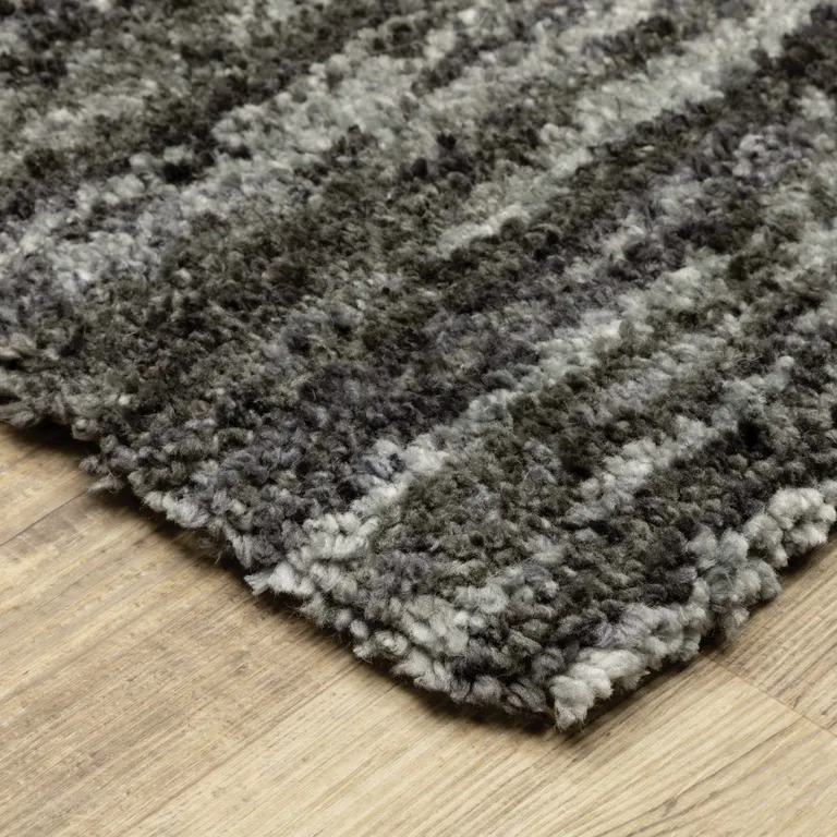 Charcoal Shag Power Loom Stain Resistant Area Rug Photo 3