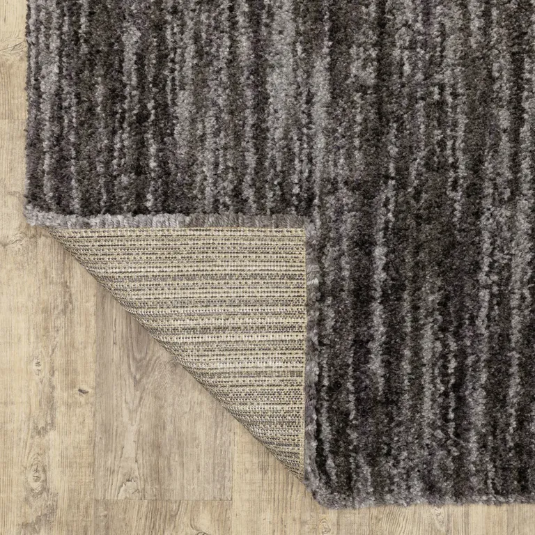 Charcoal Shag Power Loom Stain Resistant Runner Rug Photo 4