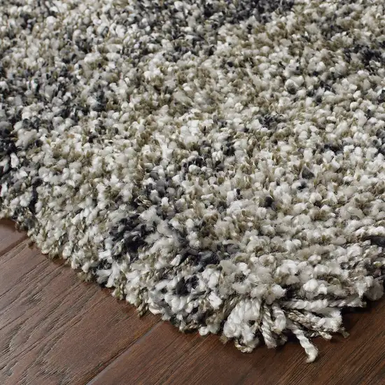 Charcoal Silver And Grey Abstract Shag Power Loom Stain Resistant Area Rug Photo 3