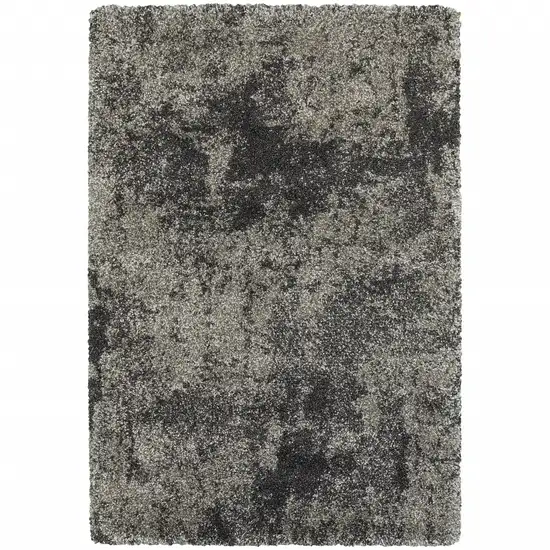 Charcoal Silver And Grey Abstract Shag Power Loom Stain Resistant Area Rug Photo 1