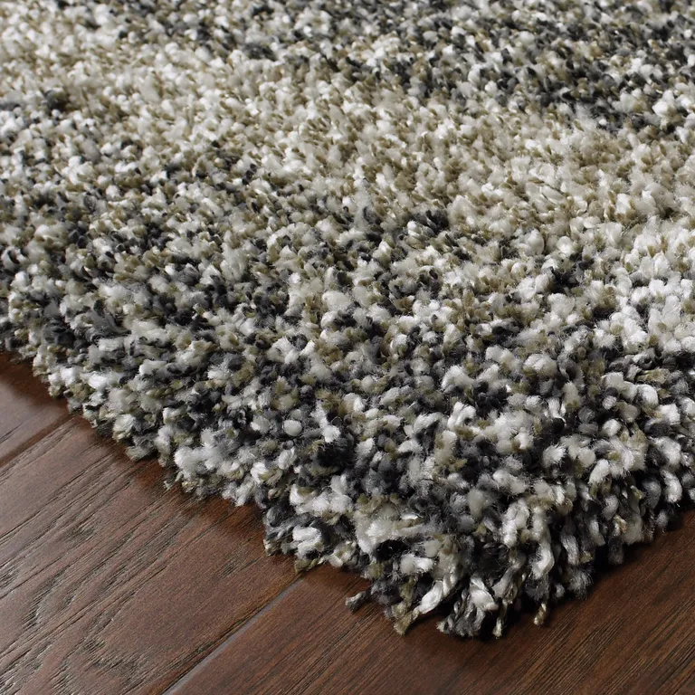 Charcoal Silver And Grey Abstract Shag Power Loom Stain Resistant Area Rug Photo 3