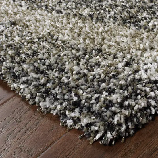 Charcoal Silver And Grey Abstract Shag Power Loom Stain Resistant Area Rug Photo 3