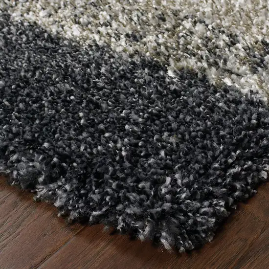 Charcoal Silver And Grey Geometric Shag Power Loom Stain Resistant Area Rug Photo 3