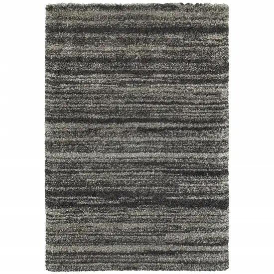 Charcoal Silver And Grey Geometric Shag Power Loom Stain Resistant Area Rug Photo 1