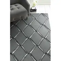 Photo of Charcoal Silver Hand Tufted Geometric Diamond Pattern Indoor Area Rug