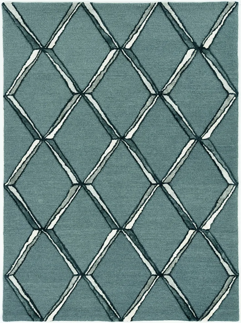 Charcoal Silver Hand Tufted Geometric Diamond Pattern Indoor Area Rug Photo 2