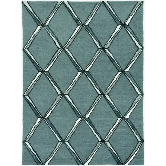 Charcoal Silver Hand Tufted Geometric Diamond Pattern Indoor Area Rug Photo 2