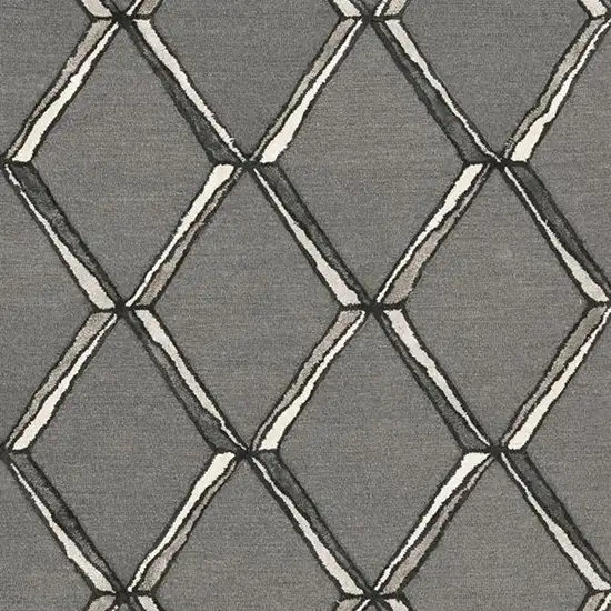 Charcoal Silver Hand Tufted Geometric Diamond Pattern Indoor Area Rug Photo 4