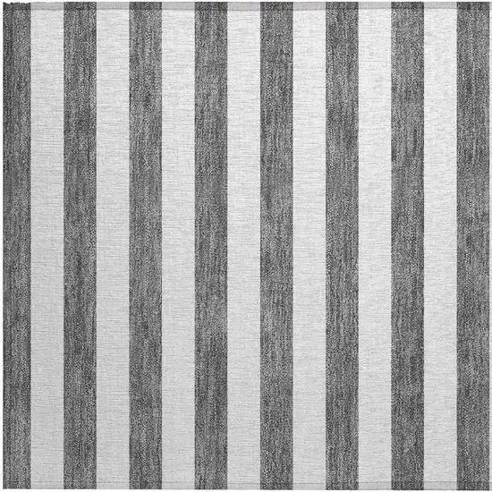 Charcoal Striped Washable Non Skid Indoor Outdoor Area Rug Photo 7