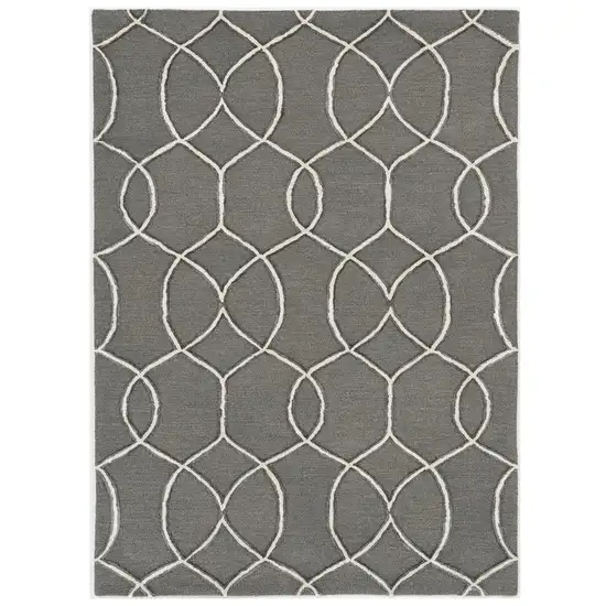 Charcoal Trellis Wool Indoor Area Rug Photo 2