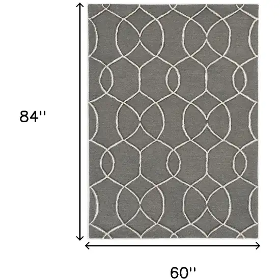 Charcoal Trellis Wool Indoor Area Rug Photo 3