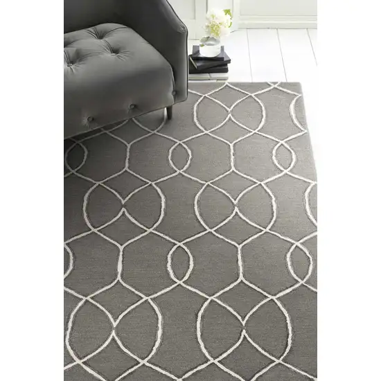 Charcoal Trellis Wool Indoor Area Rug Photo 1