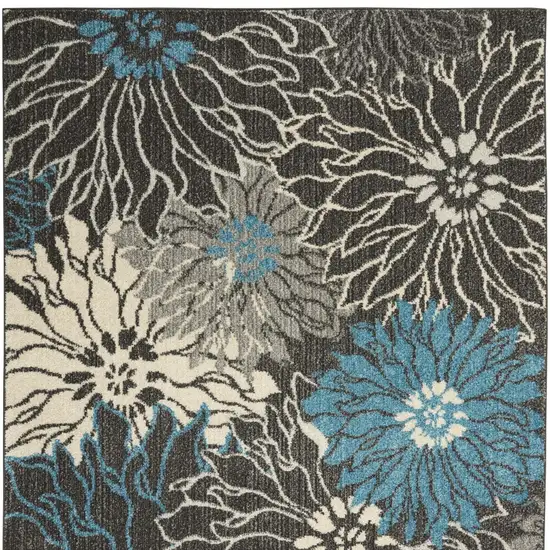 Blue And Gray Floral Area Rug Photo 7