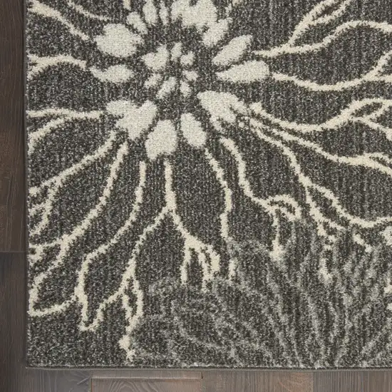 Blue And Gray Floral Power Loom Area Rug Photo 2