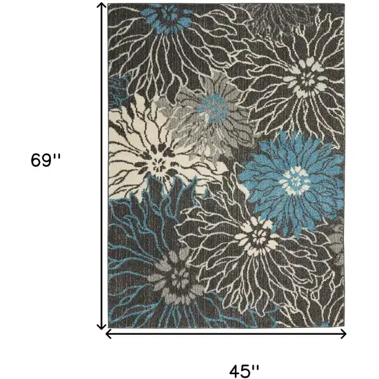 Blue And Gray Floral Area Rug Photo 9