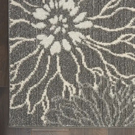 Blue And Gray Floral Power Loom Area Rug Photo 2