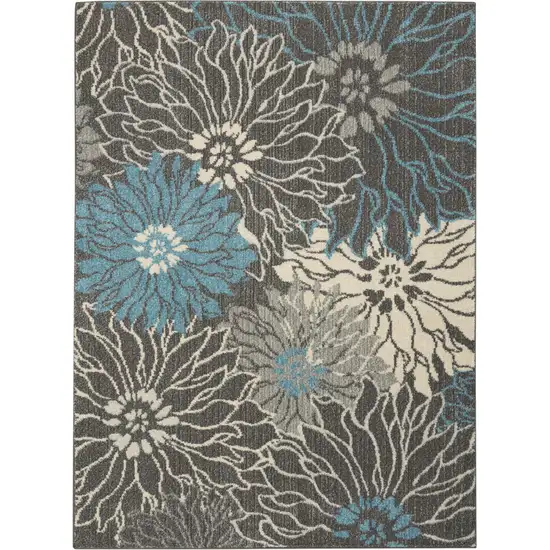 Blue And Gray Floral Area Rug Photo 1