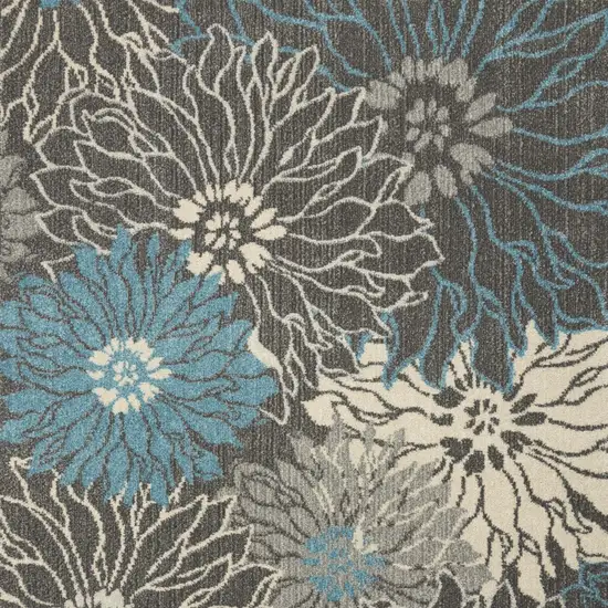 Blue And Gray Floral Area Rug Photo 8