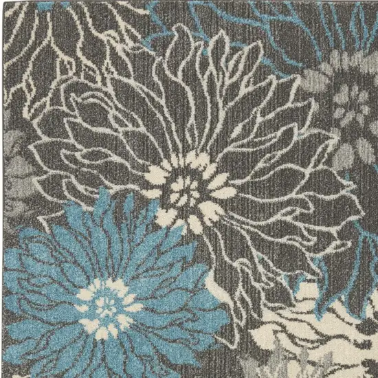 Blue And Gray Floral Area Rug Photo 7