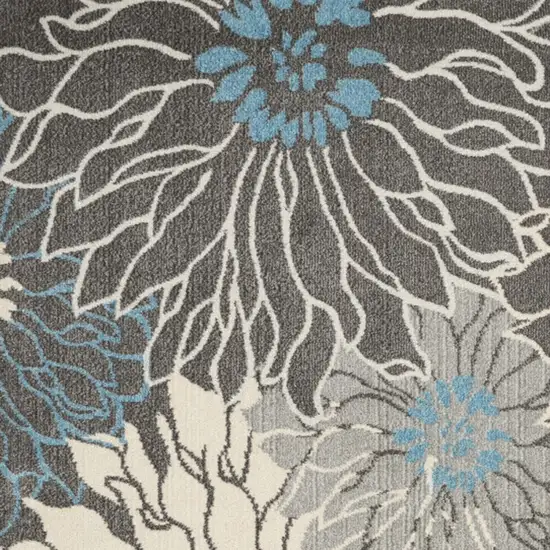 Blue And Gray Floral Area Rug Photo 7