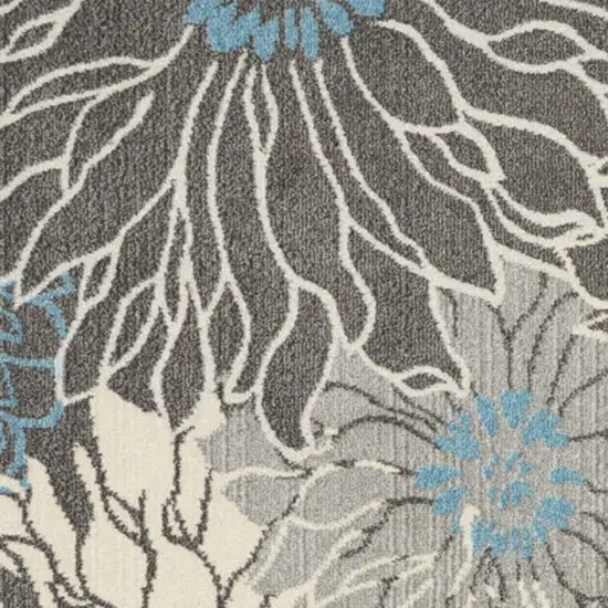 Blue And Gray Floral Area Rug Photo 6