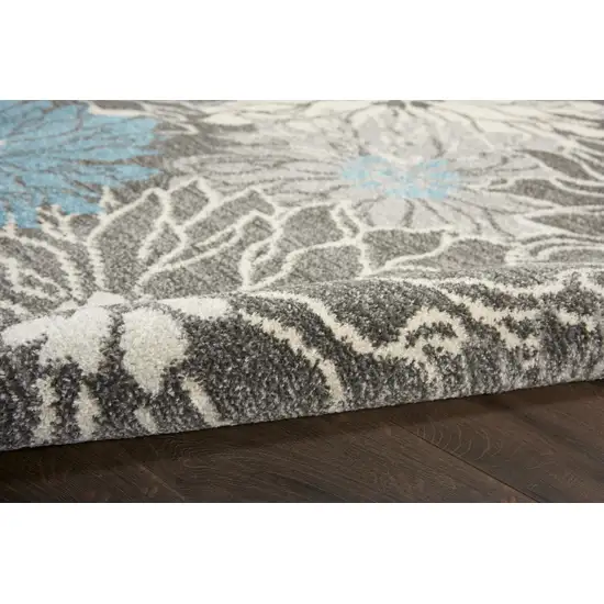 Blue And Gray Floral Area Rug Photo 5