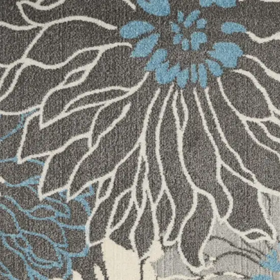 Blue And Gray Floral Area Rug Photo 6