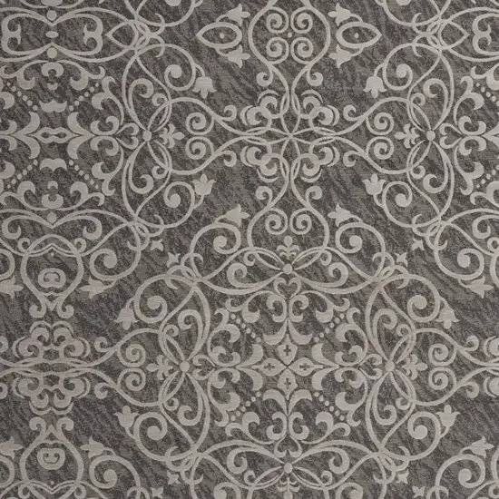 Charcoal and Gray Damask Distressed Area Rug Photo 6